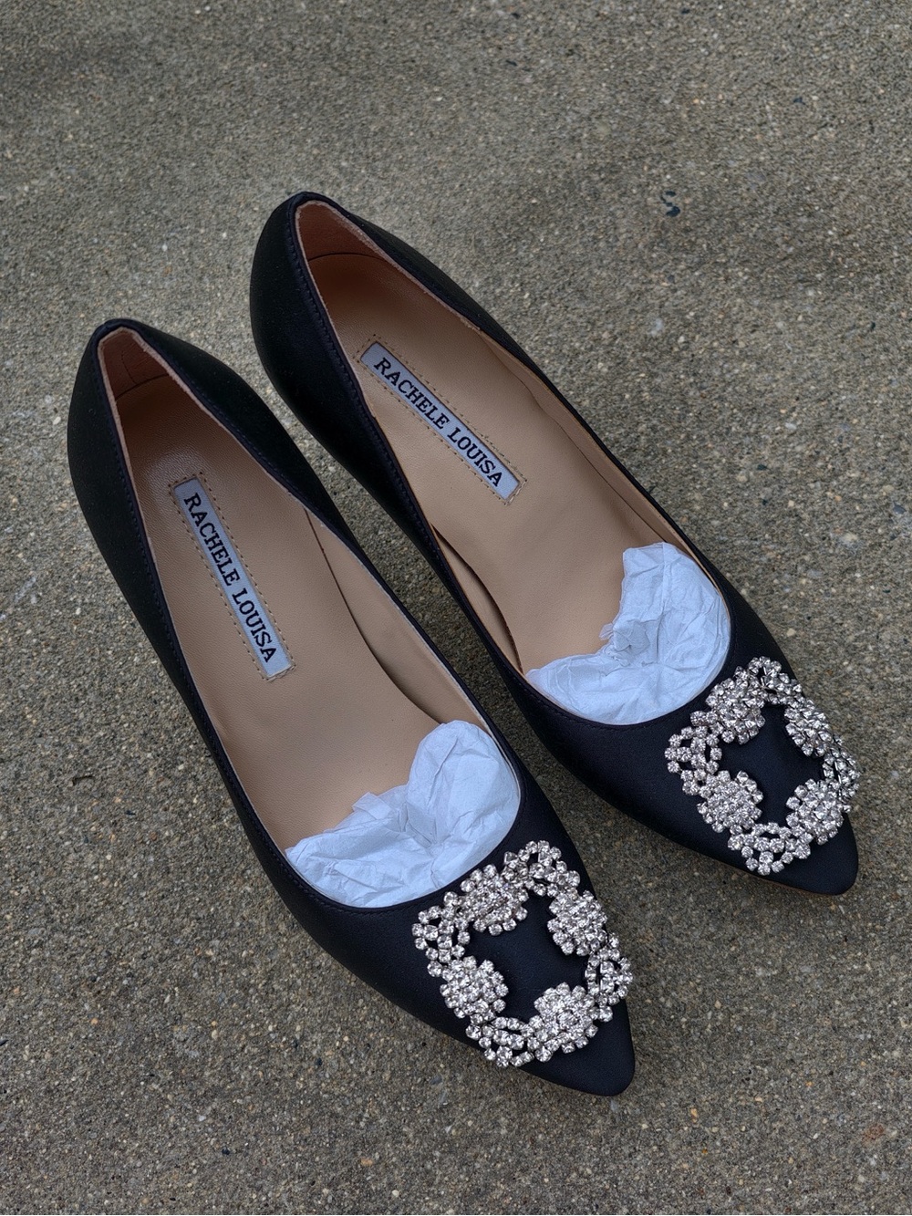 Rachele Louisa Handmade in Italy Crystal Buckle Heels – Size 37 ✨